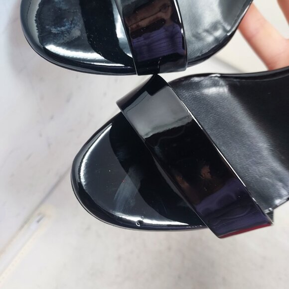 CHRISTIAN LOUBOUTIN Miss Sabina Black Ankle Strap Block Heel Sandal - Picture 11 of 12